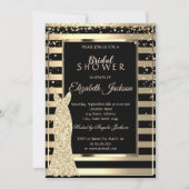 Invitation Diamants dorés, robe à rayures cadre Shower de mar (Devant)