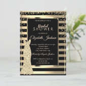 Invitation Diamants dorés, robe à rayures cadre Shower de mar (Debout devant)