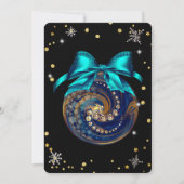 Invitation Diamants d'ornement bleu de Noël, flocons de neige (Dos)