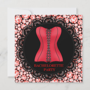INVITATION DIAMANTS DU PARTI BACHELORETTE DE LA CORSET ROUGE