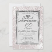 Invitation Diamants élégants Damask Mariage Anniversaire (Devant)