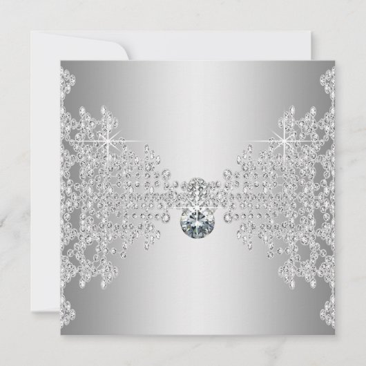 Invitation Diamants élégants et Mariage d'argent (Devant)