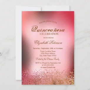 Invitation Diamants élégants modernes Métallic Quinceañera