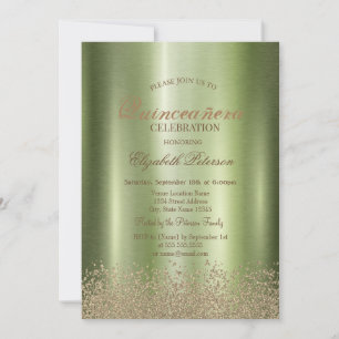 Invitation Diamants Élégants Modernes Quinceañera en métal ve