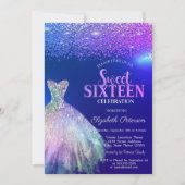 Invitation Diamants élégants, Robe Bleu Doux 16 (Devant)