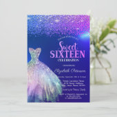 Invitation Diamants élégants, Robe Bleu Doux 16 (Debout devant)