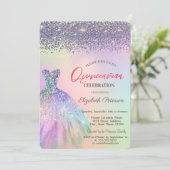 Invitation Diamants Élégants, Robe Holographique Quinceañera (Debout devant)