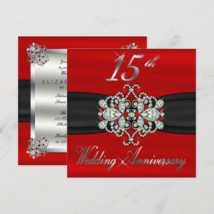 Invitation Diamants élégants Rubis 15e anniversaire de mariag