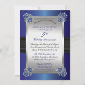 Invitation Diamants Élégants Sapphires Bleu 5e anniversaire (Devant)