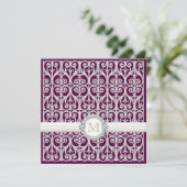 Invitation Diamants et dentelle de prune violette, Mariage mo (Debout devant)