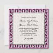 Invitation Diamants et dentelle de prune violette, Mariage mo (Dos)