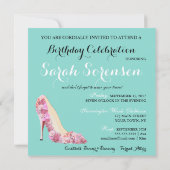 Invitation Diamants et Fleur Bouquet Talons Douche (Dos)