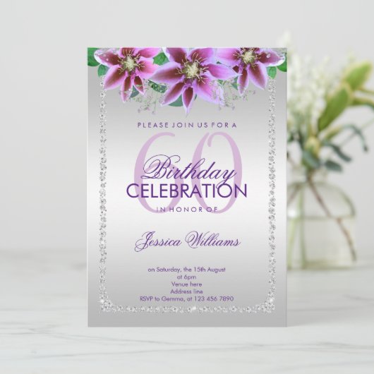 Invitation Diamants et Fleurs Classy 60e anniversaire (Debout devant)
