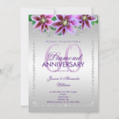 Invitation Diamants et Fleurs Classy 60e Anniversaire de Mari (Devant)