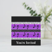 Invitation Diamants et notes musicales pour points Polka viol (Debout devant)