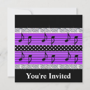 Invitation Diamants et notes musicales pour points Polka viol