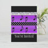 Invitation Diamants et notes musicales pour points Polka viol (Debout devant)