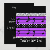 Invitation Diamants et notes musicales pour points Polka viol (Devant / Derrière)