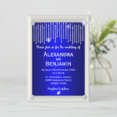 Invitation Diamants et perles Mariage bleu (Debout devant)