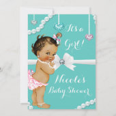 Invitation Diamants et perles Vintage bébé fille douche (Dos)