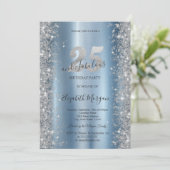 Invitation Diamants étincelants d'argent bleu 25e anniversair (Debout devant)