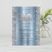 Invitation Diamants étincelants d'argent bleu 40e anniversair (Debout devant)