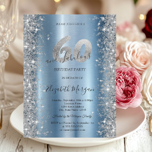 Invitation Diamants étincelants d'argent bleu 60e anniversair