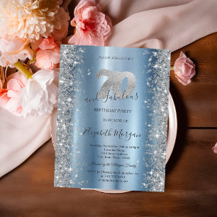 Invitation Diamants étincelants d'argent bleu 70e anniversair