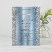 Invitation Diamants étincelants d'argent bleu 75e anniversair (Debout devant)