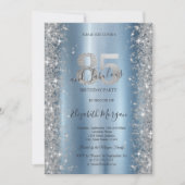 Invitation Diamants étincelants d'argent bleu 85e anniversair (Devant)