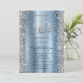 Invitation Diamants étincelants d'argent bleu 90e anniversair (Debout devant)