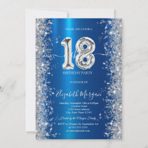 Invitation Diamants étincelants en argent Bleu royal 18e anni