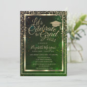 Invitation Diamants Étoiles Cap de Remise de Diplôme Vert Rem (Debout devant)