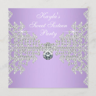Invitation Diamants Fête d'anniversaire Lavande Violette Douc