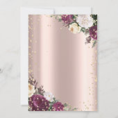 Invitation Diamants Fleurs Bourgogne Rose Gold Graduation (Dos)