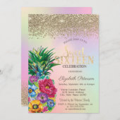 Invitation Diamants, Fleurs d'ananas Jus holographique 16 (Devant / Derrière)