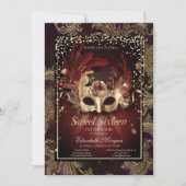 Invitation Diamants Floral Damask Masquerade Sweet 16 (Devant)