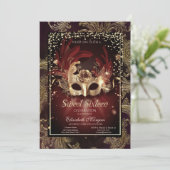 Invitation Diamants Floral Damask Masquerade Sweet 16 (Debout devant)
