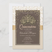 Invitation Diamants Floral Damask Quinceañera (Devant)