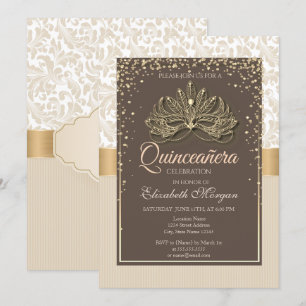 Invitation Diamants Floral Damassé Quinceañera