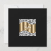 Invitation Diamants Glam, Monogramme en Or, Nom, Message  (Devant)