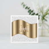 Invitation Diamants Glam, Monogramme Or, Nom en écriture (Debout devant)