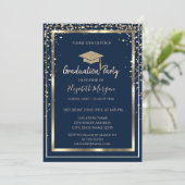 Invitation Diamants Gold Grad Casquette Blue Striped Graduati (Debout devant)