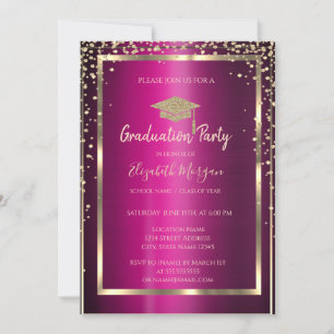Invitation Diamants Gold Grad Casquette Violet Metallic Gradu