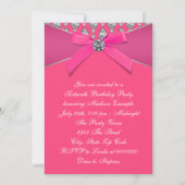 Invitation Diamants Hot rose Sweet 16 Anniversaire fête (Dos)