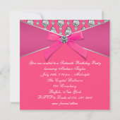 Invitation Diamants Hot rose Sweet 16 Anniversaire fête (Dos)