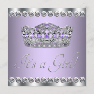 Invitation Diamants Lavande d'argent Baby shower violet