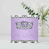 Invitation Diamants Lavande d'argent Baby shower violet (Debout devant)