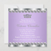 Invitation Diamants Lavande d'argent Baby shower violet (Dos)
