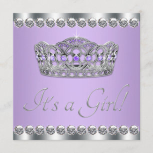 Invitation Diamants Lavande d'argent Baby shower violet